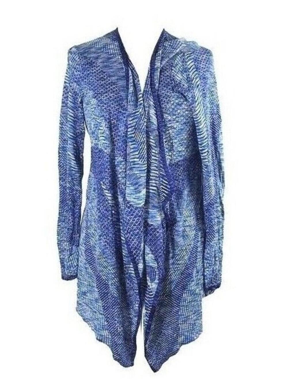 NWT INC Petite Blue Space Dyed Waterfall Cardigan Open-Front Knit Top Sweater PM